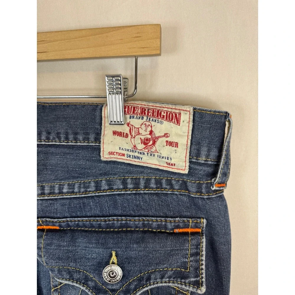 True Religion Skinny‎ Flap OM Mens Jeans 36X34 SN Body Rinse Blue Denim